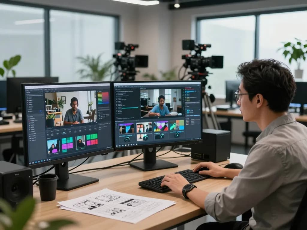 video to prompt ai analysis scene with data scientist reviewing video prompts