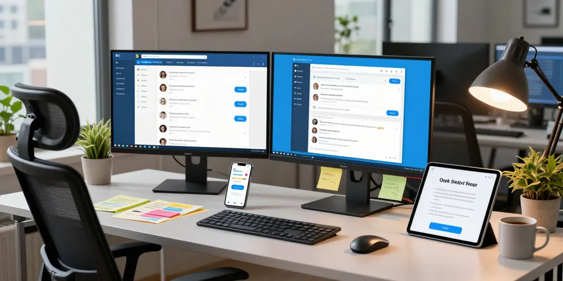 Engaging workspace scene highlighting the Telegram Web Version interface on a computer.