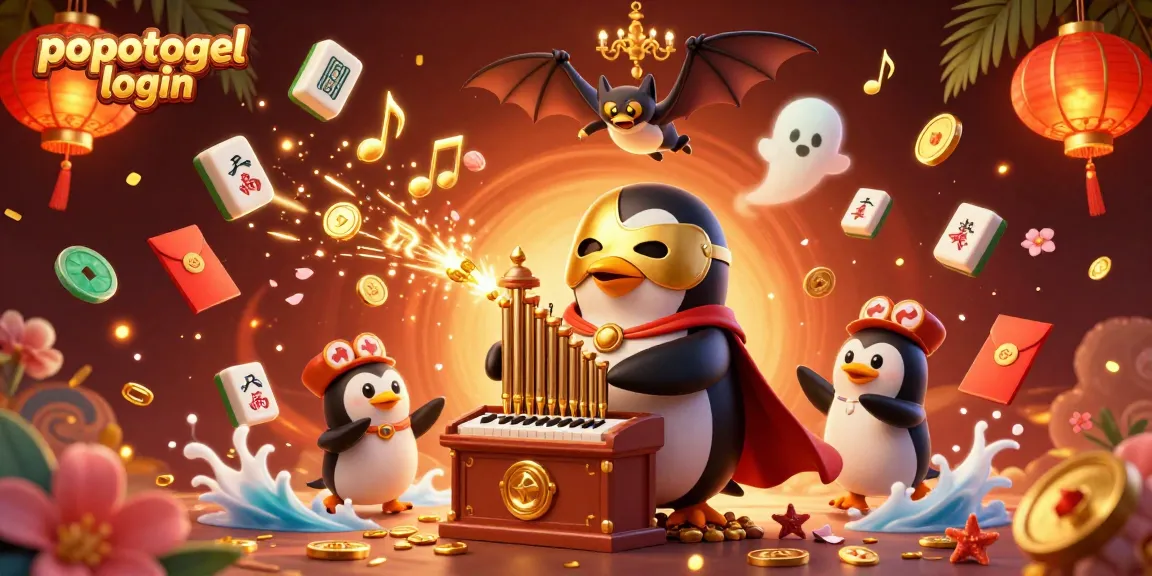 Join the excitement with popotogel login, as the cartoon penguin plays for golden jackpot prizes!