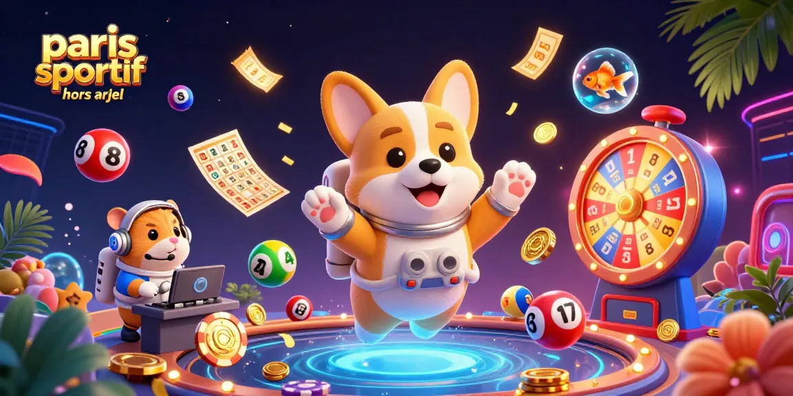 Plongez dans l'univers du paris sportif hors arjel avec cette illustration captivante de jeux d'argent en apesanteur.