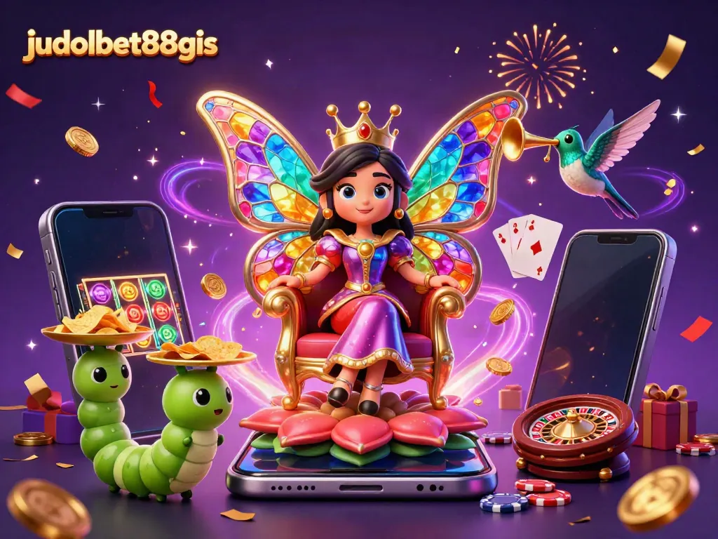 Engage with exciting games on judolbet88gis featuring colorful casino elements and a vibrant 3D illustration