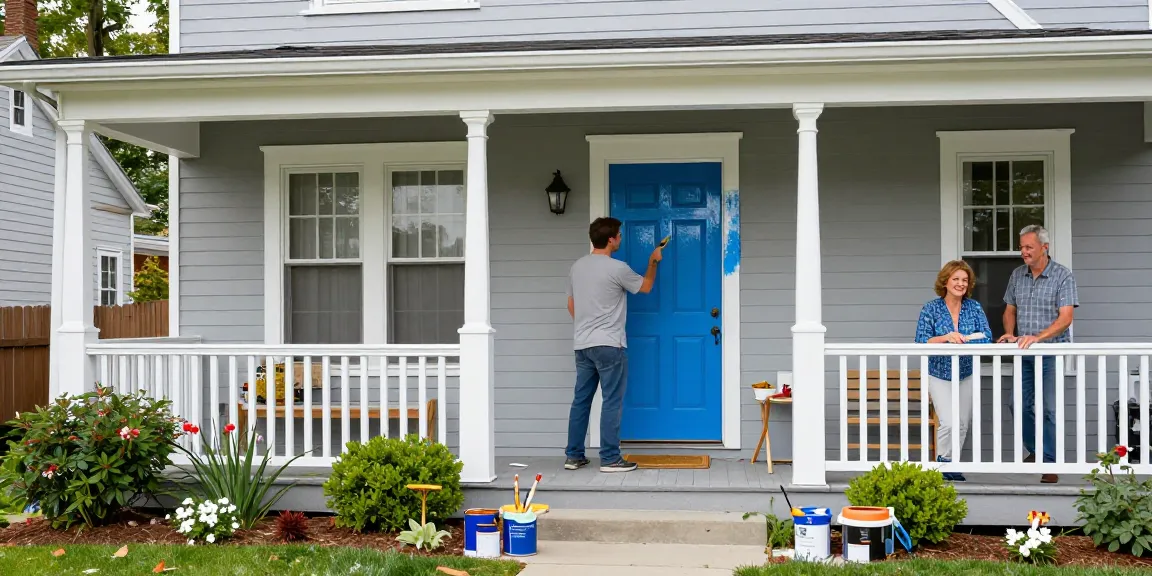 Professional painters in Washington County OR enhancing a home’s exterior with vibrant colors.