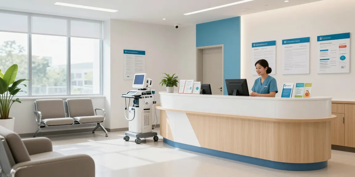 Health insurance subsidies information in a modern clinic environment, showcasing patient care and medical services.