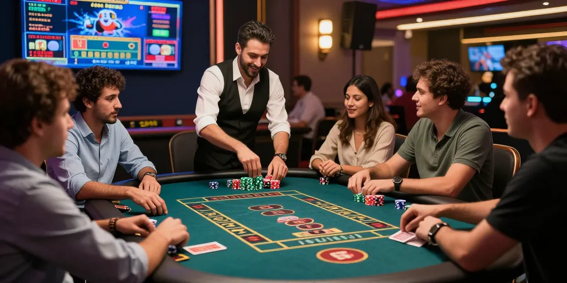 Engaged players enjoying a live andar bahar game with real dealers in a vibrant casino setting.