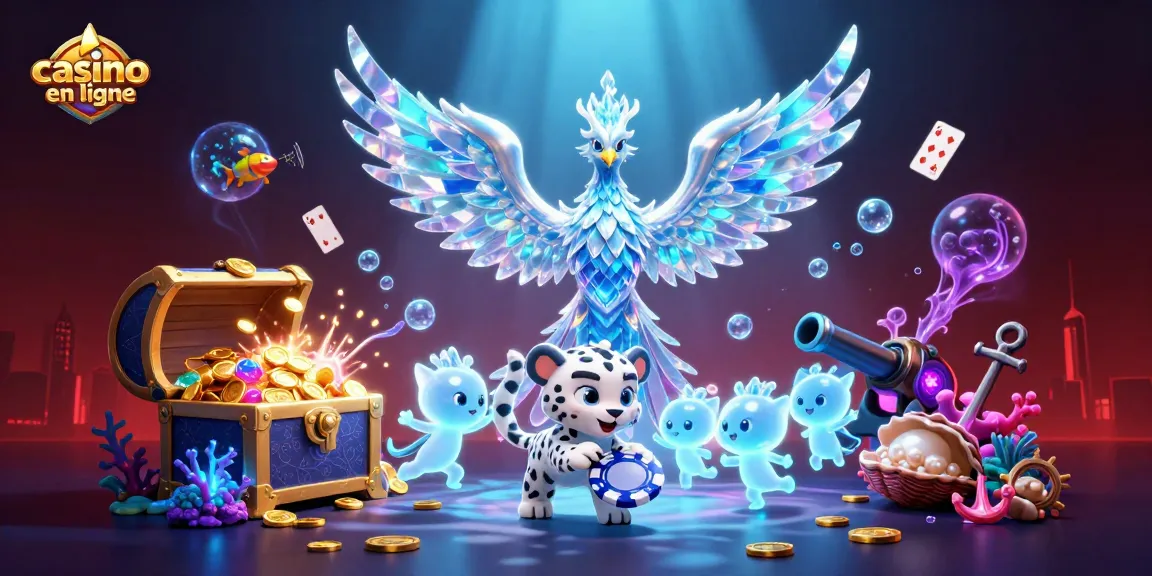 Jouez au casino en ligne avec une illustration vibrante de personnages fantastiques et d'éléments de jeu captivants.