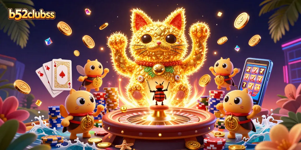 Experience luck and excitement at b52clubss with vibrant casino scenes featuring golden fireflies!