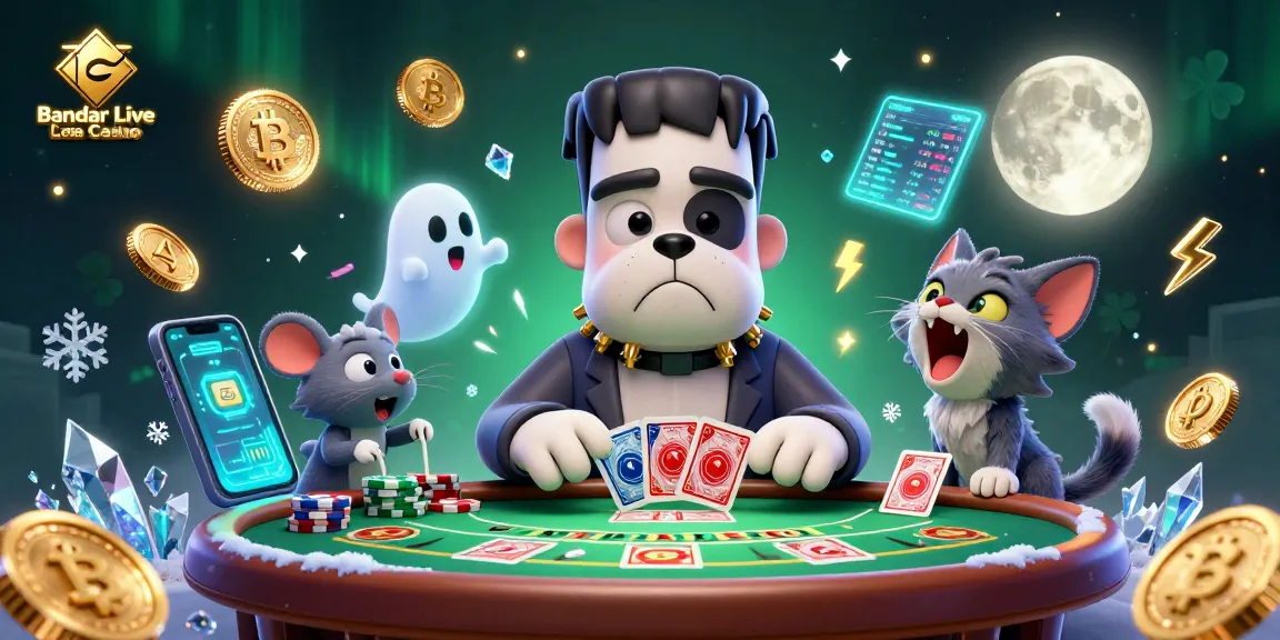 Engage with thrilling live casino action at Bandar Live Casino featuring a unique 3D illustration.