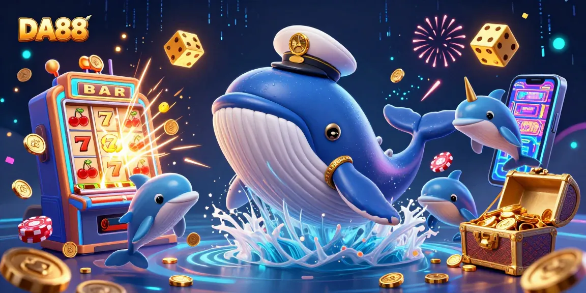 Experience thrilling moments at DA88 through an imaginative scene of whales and dolphins in a vibrant casino.