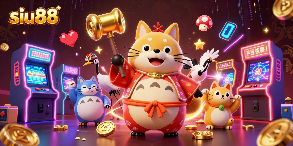 Play exciting games at siu88 with cheerful tanuki and vibrant arcade elements.