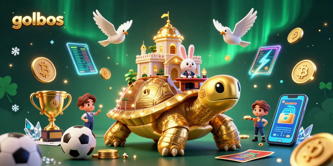 Experience sports betting excitement with golbos on a 3D casino-themed tortoise illustration.