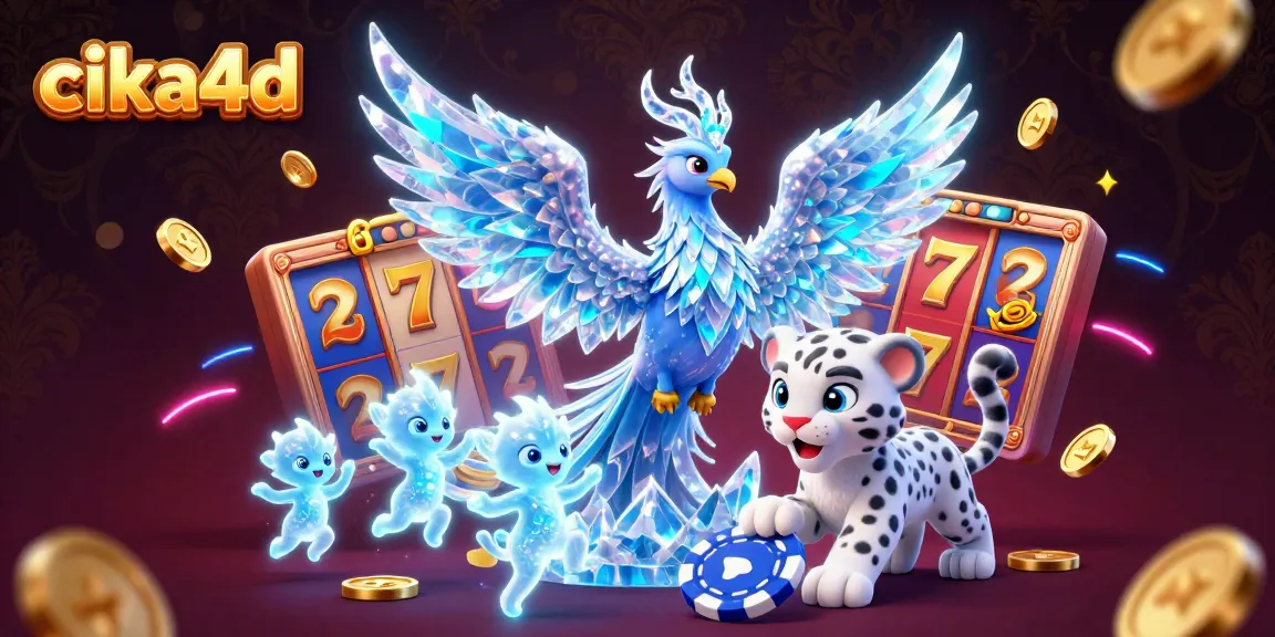 Experience winning excitement at cika4d with vibrant slot reels and dynamic elements in this captivating illustration.