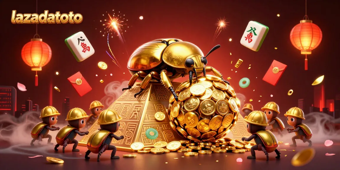 Engage in exciting gameplay at lazadatoto with a vibrant illustration featuring gold coins and dynamic gambling elements.