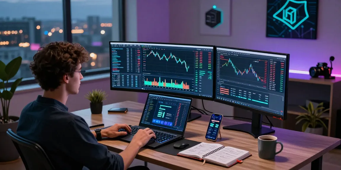 Cricbet trading workspace with cryptocurrency charts, digital wallet, and DeFi platform interface illuminated by modern lighting.