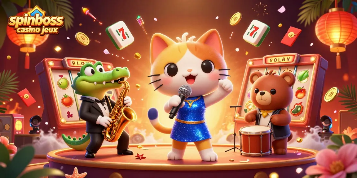 Explorez les jeux SpinBoss casino avec des machines à sous et des jackpots scintillants.