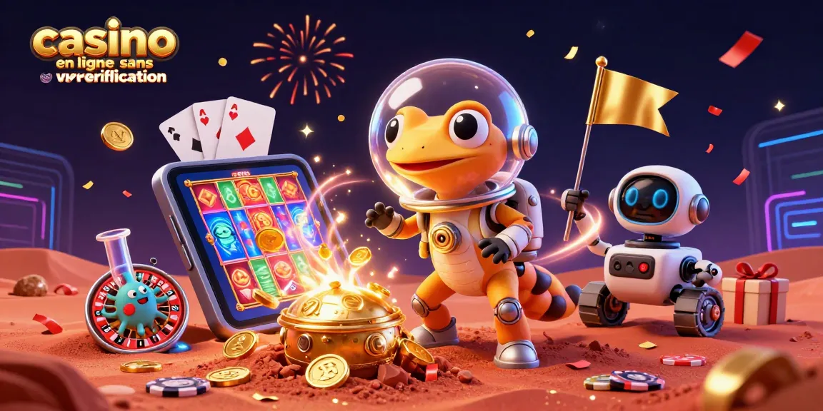 Jouer dans un casino en ligne sans vérification avec des éléments de jeu animés sur fond futuriste