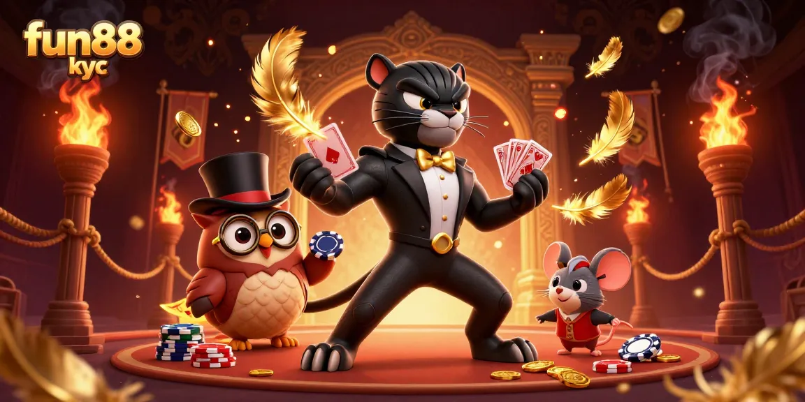 Chơi cá cược hấp dẫn tại fun88 kyc với hình ảnh độc đáo của loài vật và casino.