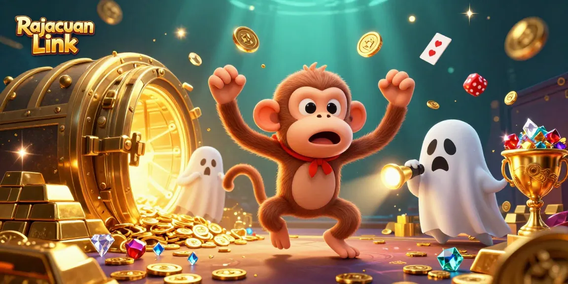 Menangkan jackpot dengan Rajacuan Link dalam ilustrasi kasino 3D yang penuh warna dan detail.