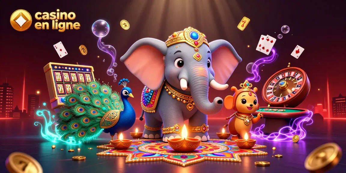 Jouez à des jeux captivants dans un casino en ligne coloré avec un éléphant décoré.