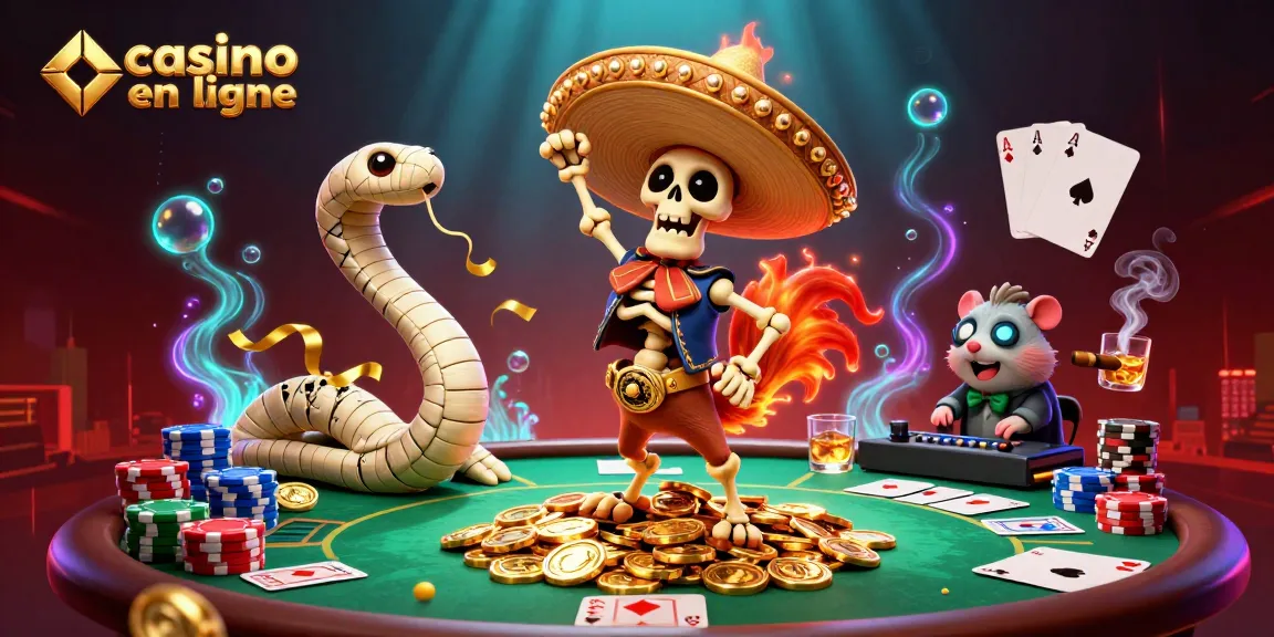 Plongez dans l'univers du casino en ligne avec une scène festive et vibrante animée par des personnages colorés.