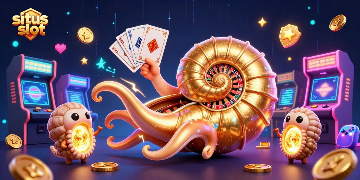 Gambarlah situs slot yang unik dengan nautilus 3D dan elemen permainan yang berkilau.