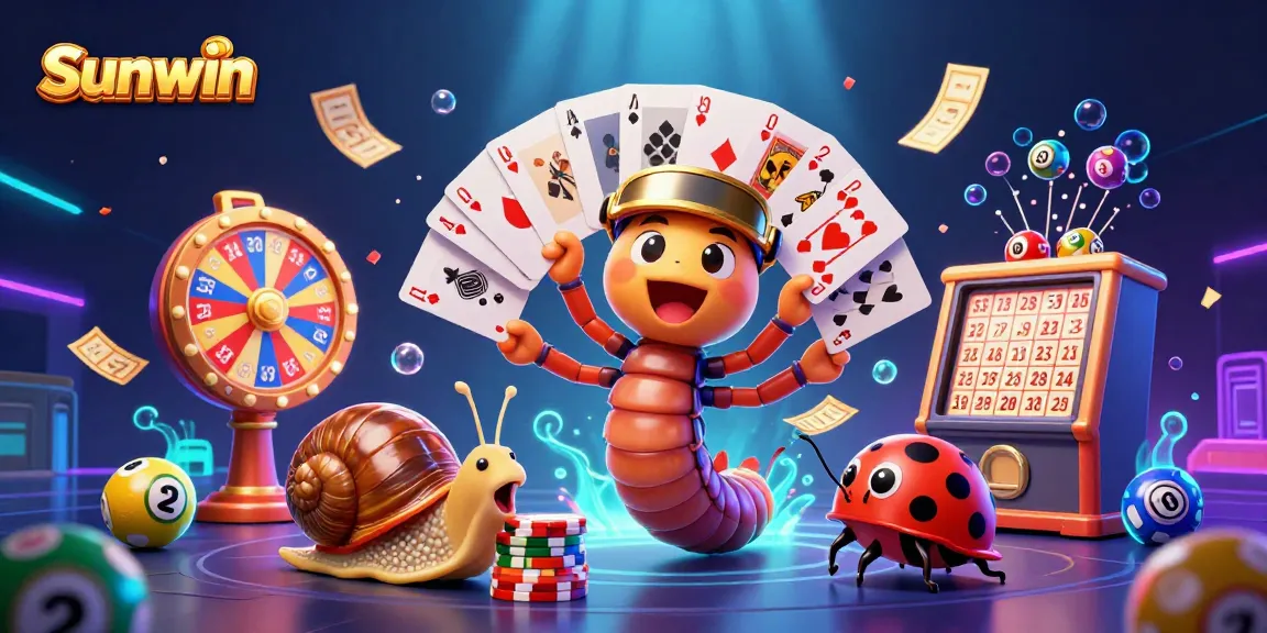 Experience thrilling games at Sunwin with colorful lottery elements and engaging characters in a vibrant casino atmosphere.