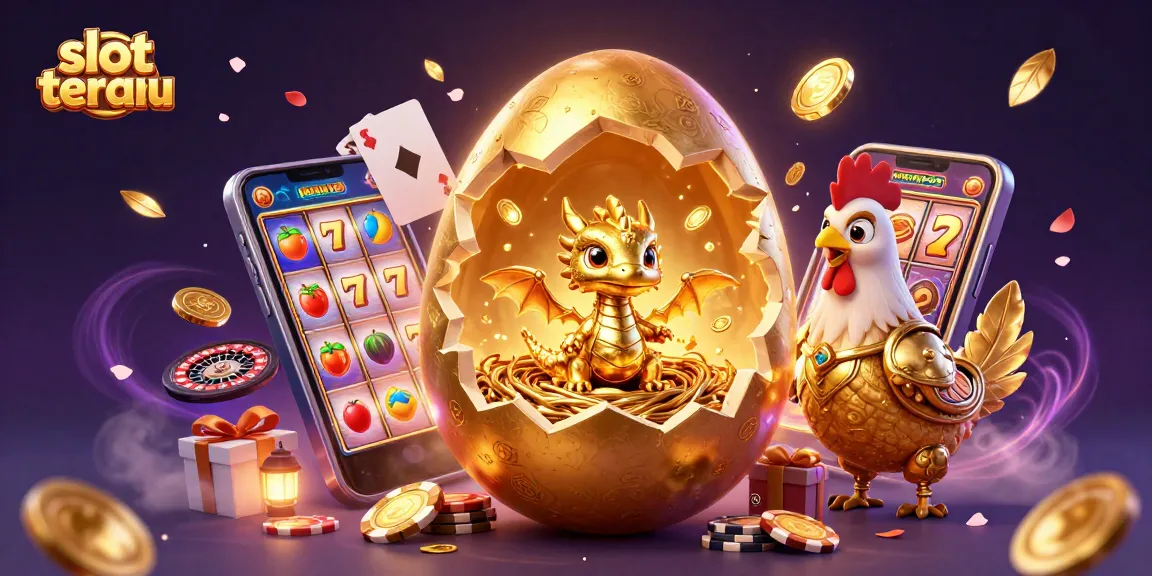 Play slot terbaru with excitement, revealing a golden dragon amidst dynamic casino elements and glowing visuals.