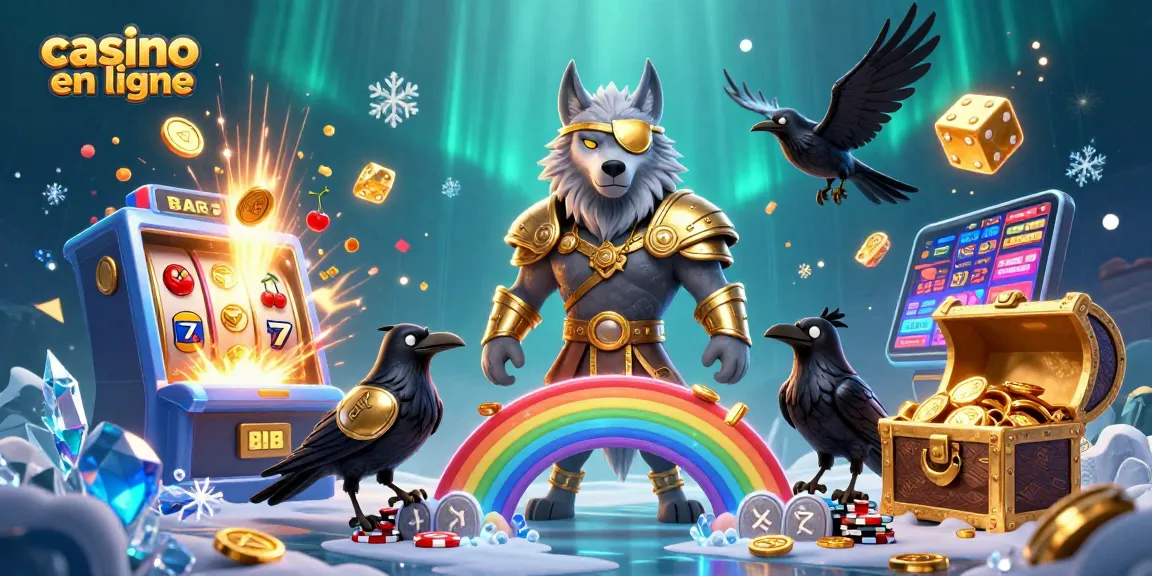 Gagnez gros avec le casino en ligne dans une illustration captivante pleine de jackpots et de jeux.