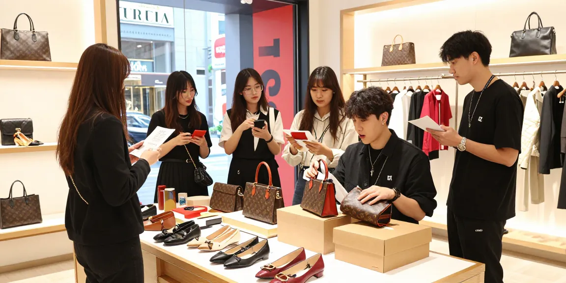 Young adults enjoying a vibrant shopping experience with high-quality 레플리카 fashion items.