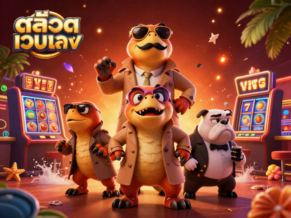 Engage in สล็อตเว็บตรง excitement with raptors in a trench coat at a VIP casino lounge.