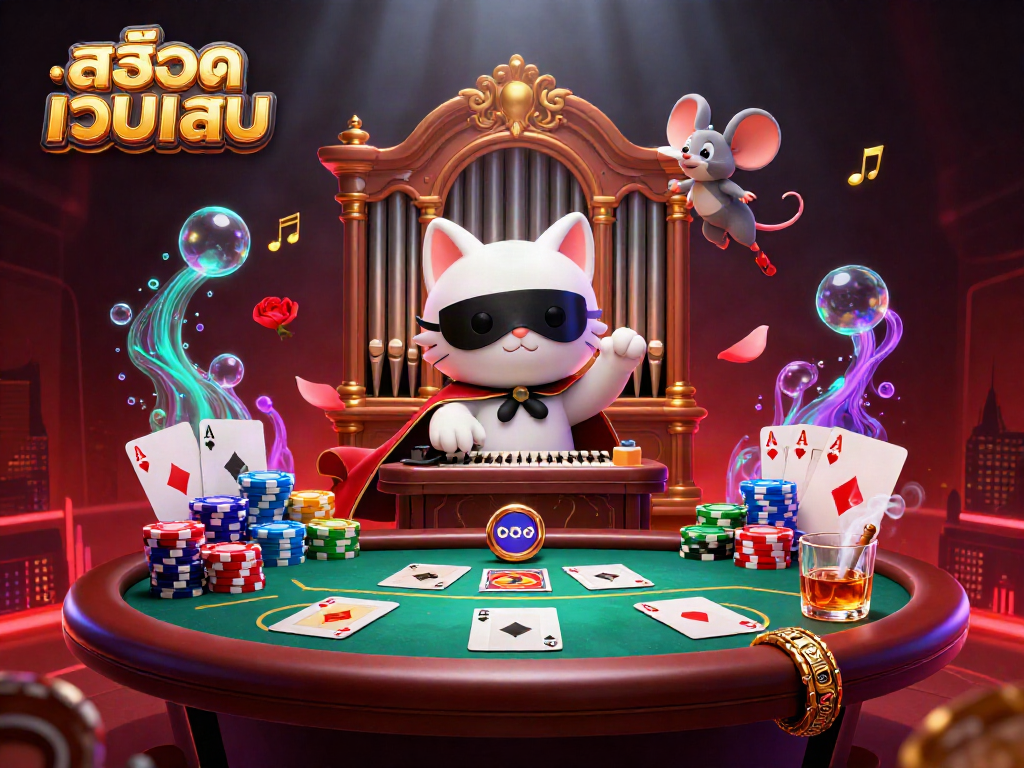 Experience thrilling สล็อตเว็บตรง action with an enchanting casino scene featuring unique characters and vibrant elements.