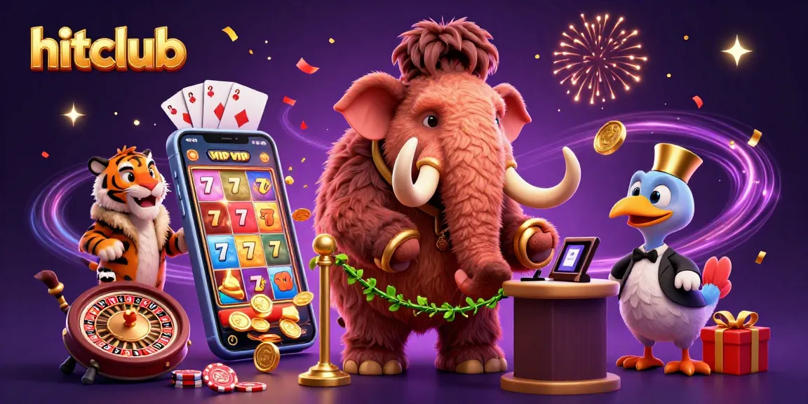 Experience the excitement with hitclub's lively casino scene featuring engaging characters and dynamic gaming elements.