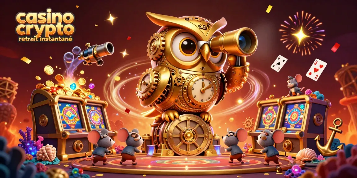 Casino crypto retrait instantané avec des personnages animés et des éléments de jeu dynamiques.