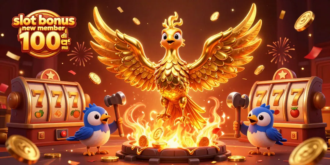 Slot bonus new member 100 di awal dengan phoenix emas 3D dan elemen mesin slot yang menawan.