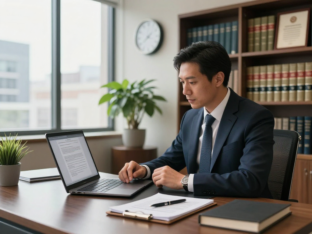 Stephen Gleave Ancaster consulting in a modern office, showcasing professionalism and legal expertise.