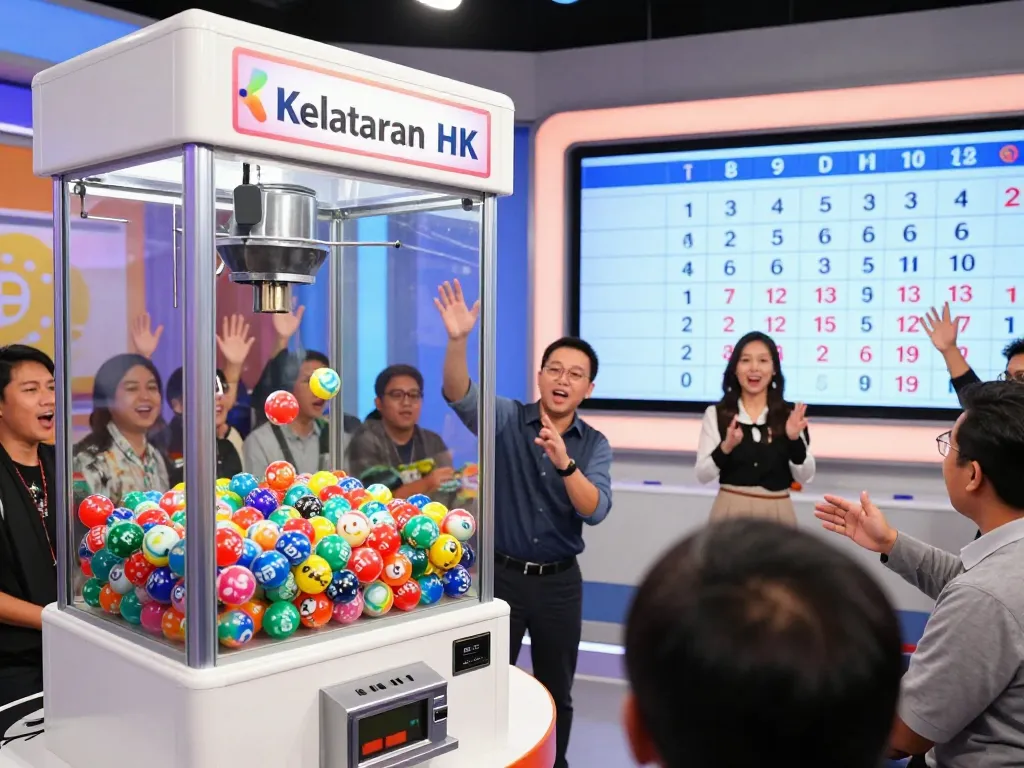 Keluaran HK live draw scene showcasing colorful balls and excited spectators in an engaging atmosphere.