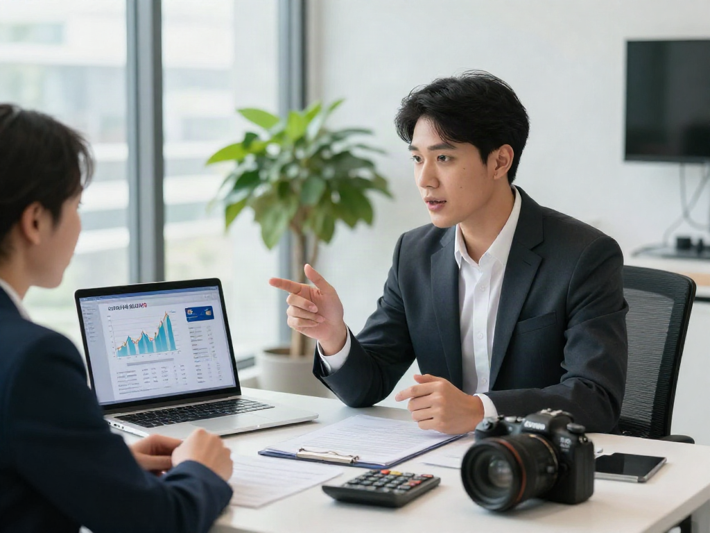 신용카드현금화90에 대한 분석을 제공하는 금융 상담 장면