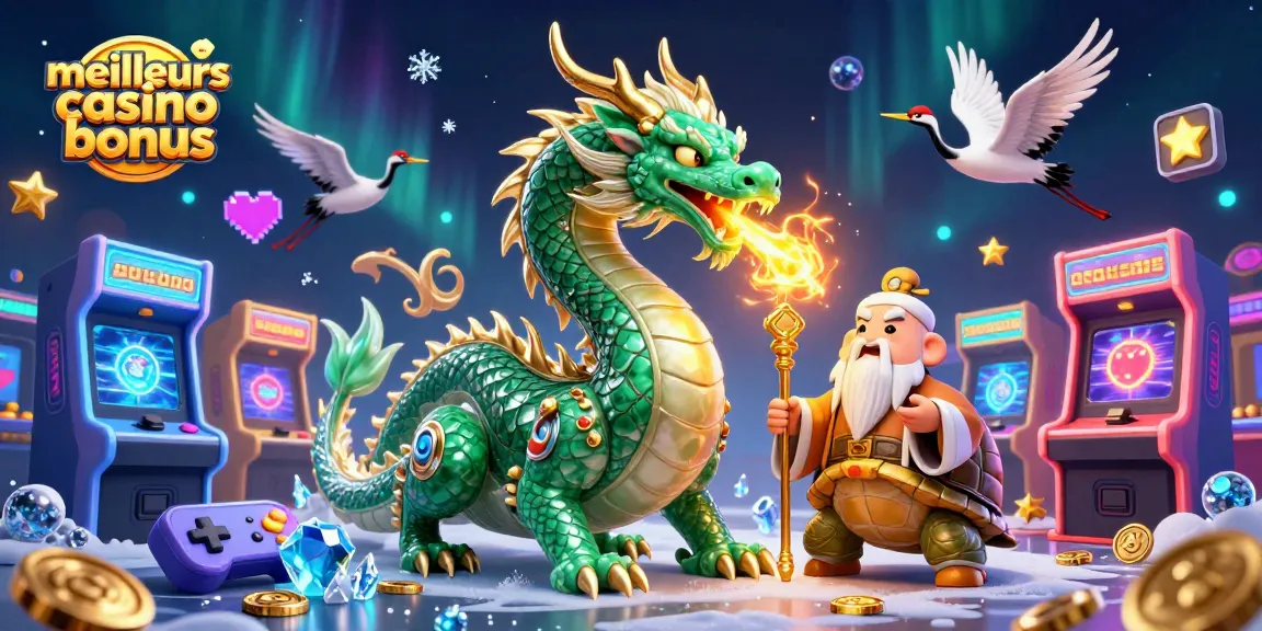 Profitez des meilleurs casino bonus avec l'illustration captivante d'un dragon en jade.