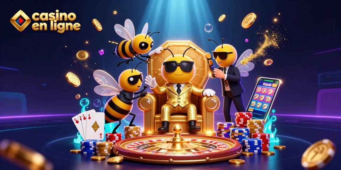 Pièces d'or en cascade, jetons de poker vibrants et une ambiance de casino en ligne animée.