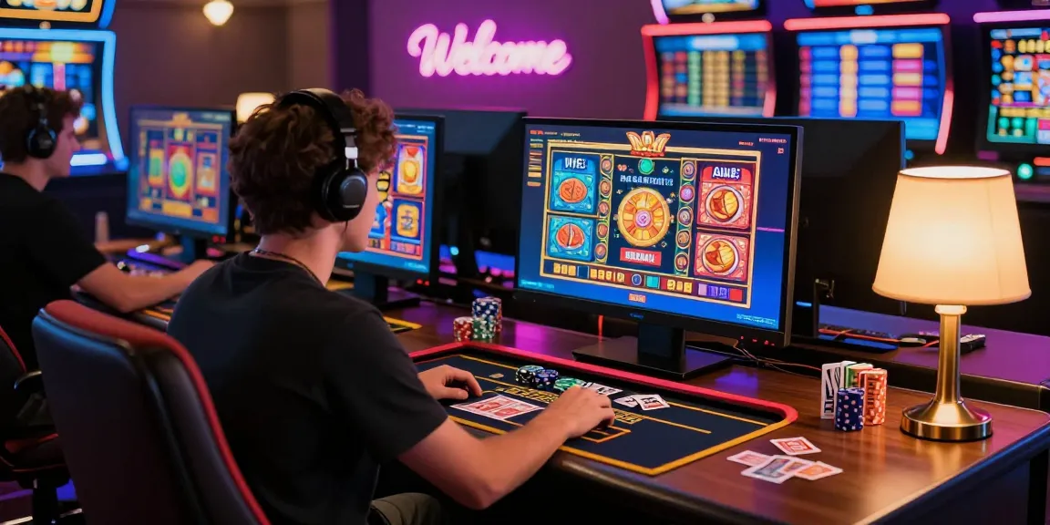 Exciting player experience at Mastercard casinos with vibrant gaming setup and colorful slot games.