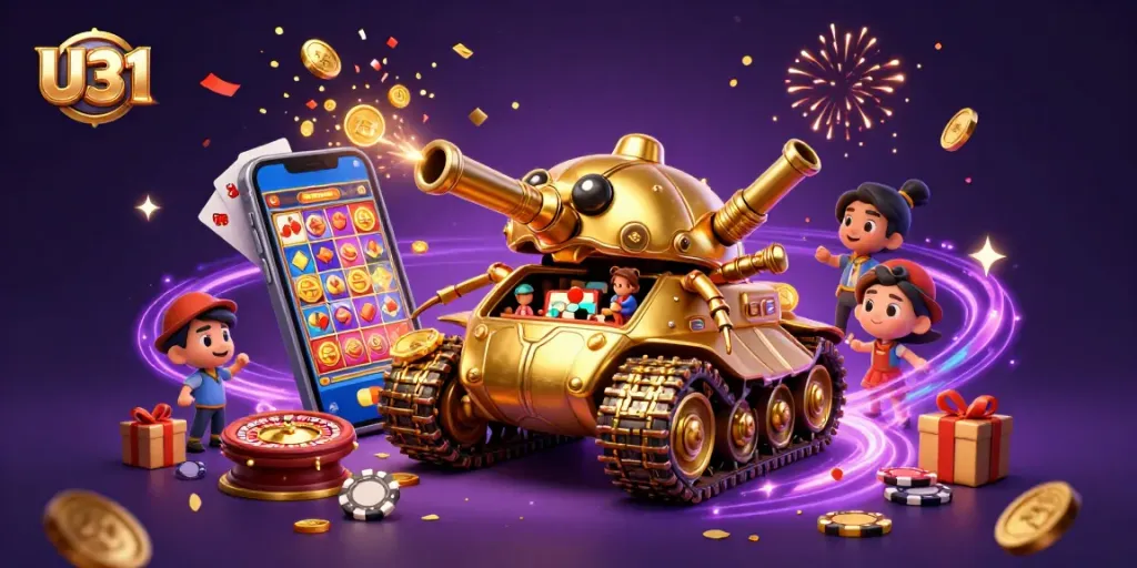 Experience excitement with U31's vibrant golden beetle tank mini casino, bursting with games and prizes.