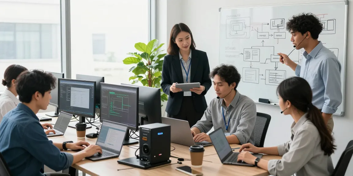 Dynamic team providing it support businesses solutions in a modern office.