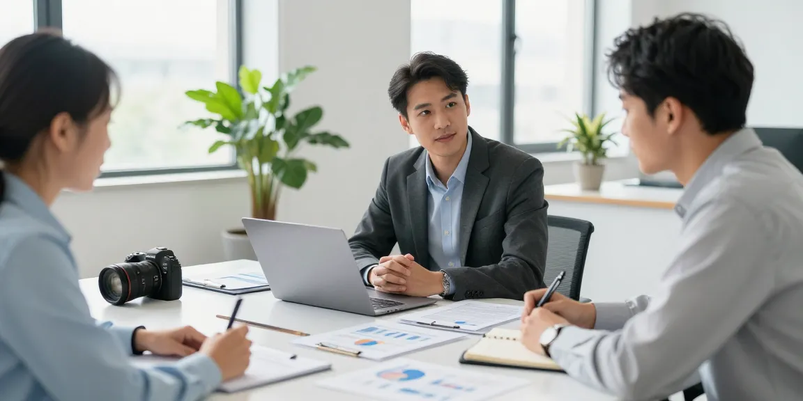明るいオフィス環境で社保の窓口サービスについて話し合うプロフェッショナルたち、コラボレーションを示しています。