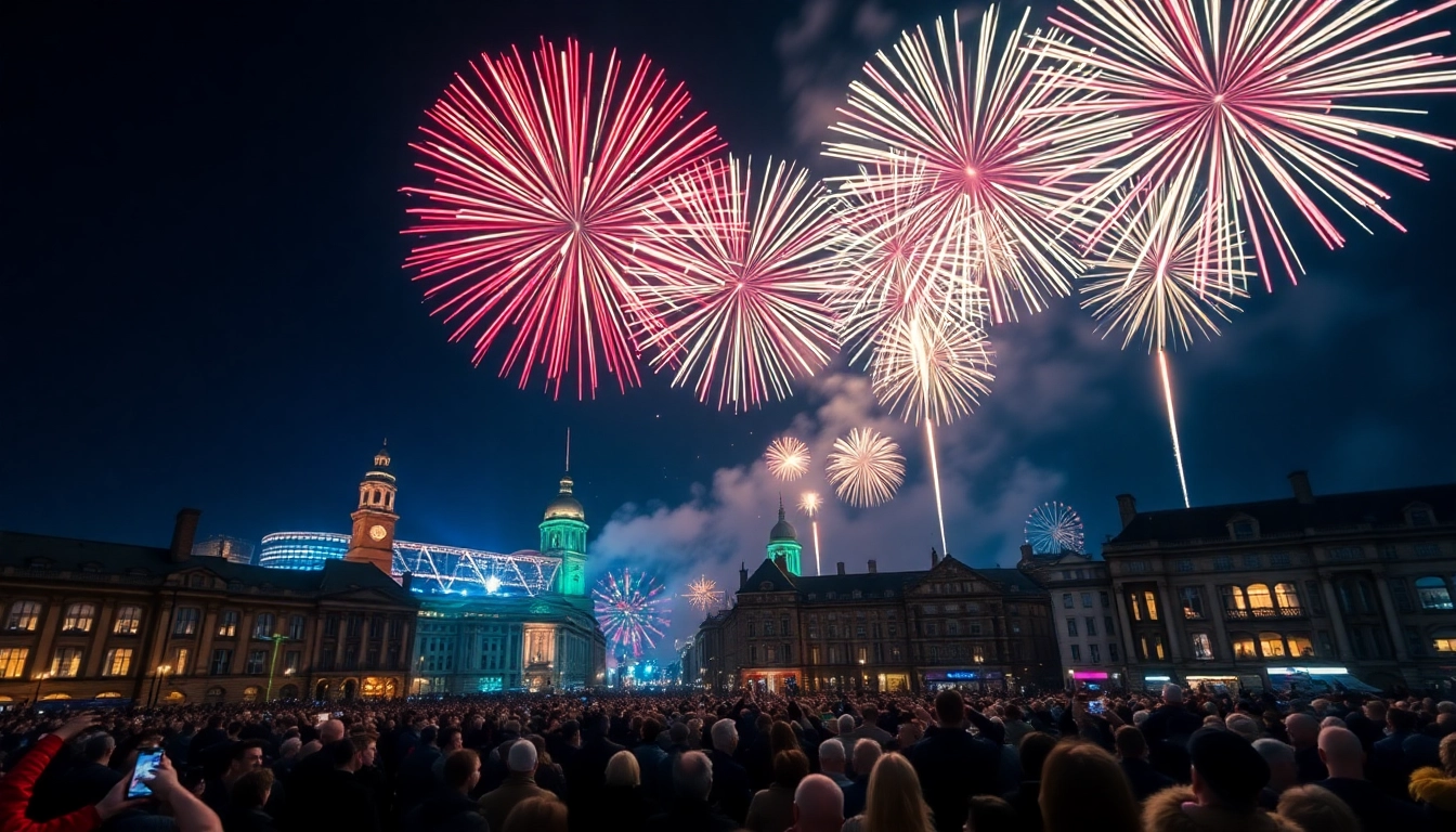 Experience manchester fireworks lighting up the night sky in a vibrant city celebration.