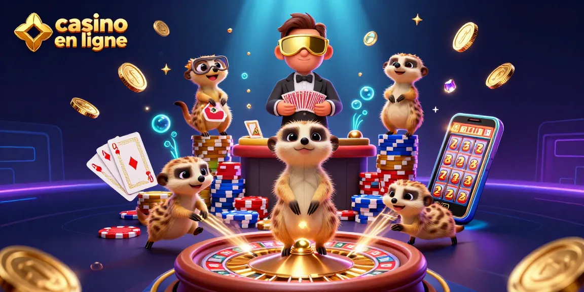 Image d'un casino en ligne animé mettant en scène des suricates dans une opération de jeu.