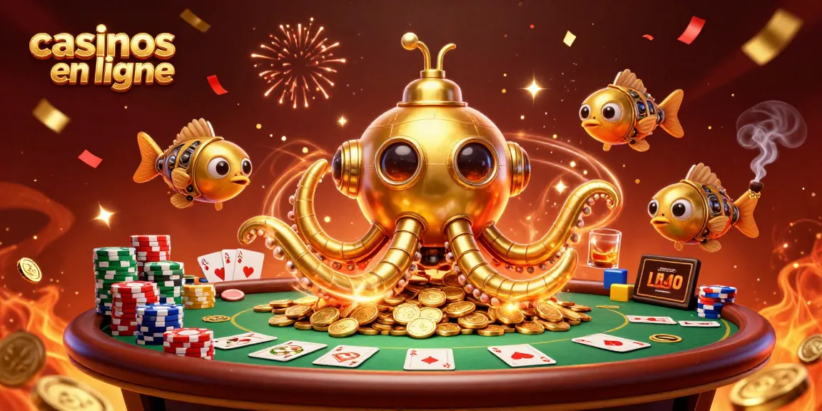 Découvrez des casinos en ligne avec un kraken doré et des éléments de poker.