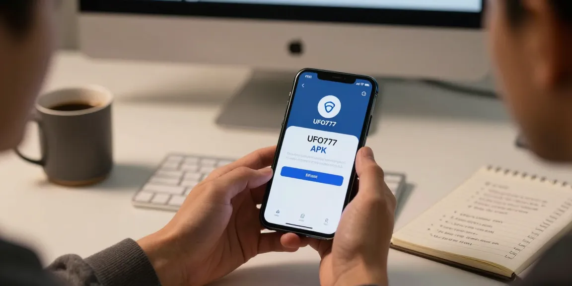 Pengguna UFO777 sedang menginstal aplikasi dengan antarmuka digital modern di ruang kerja yang minimalis.