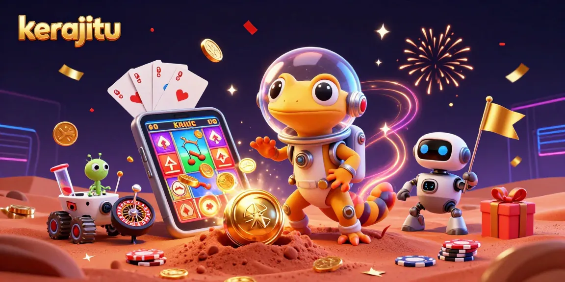 Join the 3D Martian gecko and celebrate wins in the vibrant kerajitu casino scene!