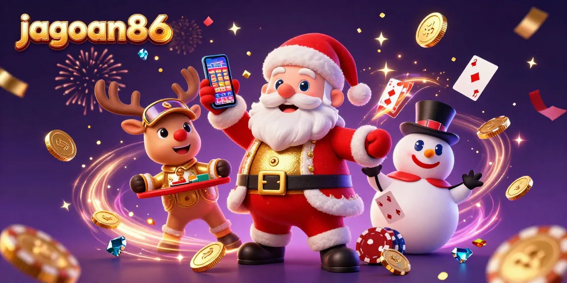 Spin the reels with jagoan86 in a festive 3D casino adventure featuring Santa and friends!