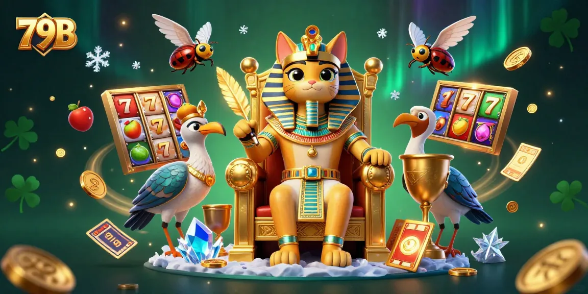 Experience the thrill of winning jackpots at 79B with vibrant casino-themed illustration featuring dynamic game elements.