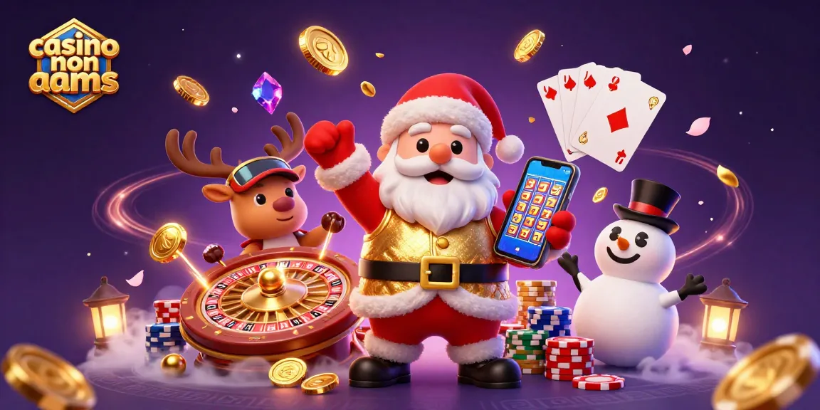 Gioca nei migliori casino non AAMS con Babbo Natale e i suoi amici divertenti in un'illustrazione vivace.